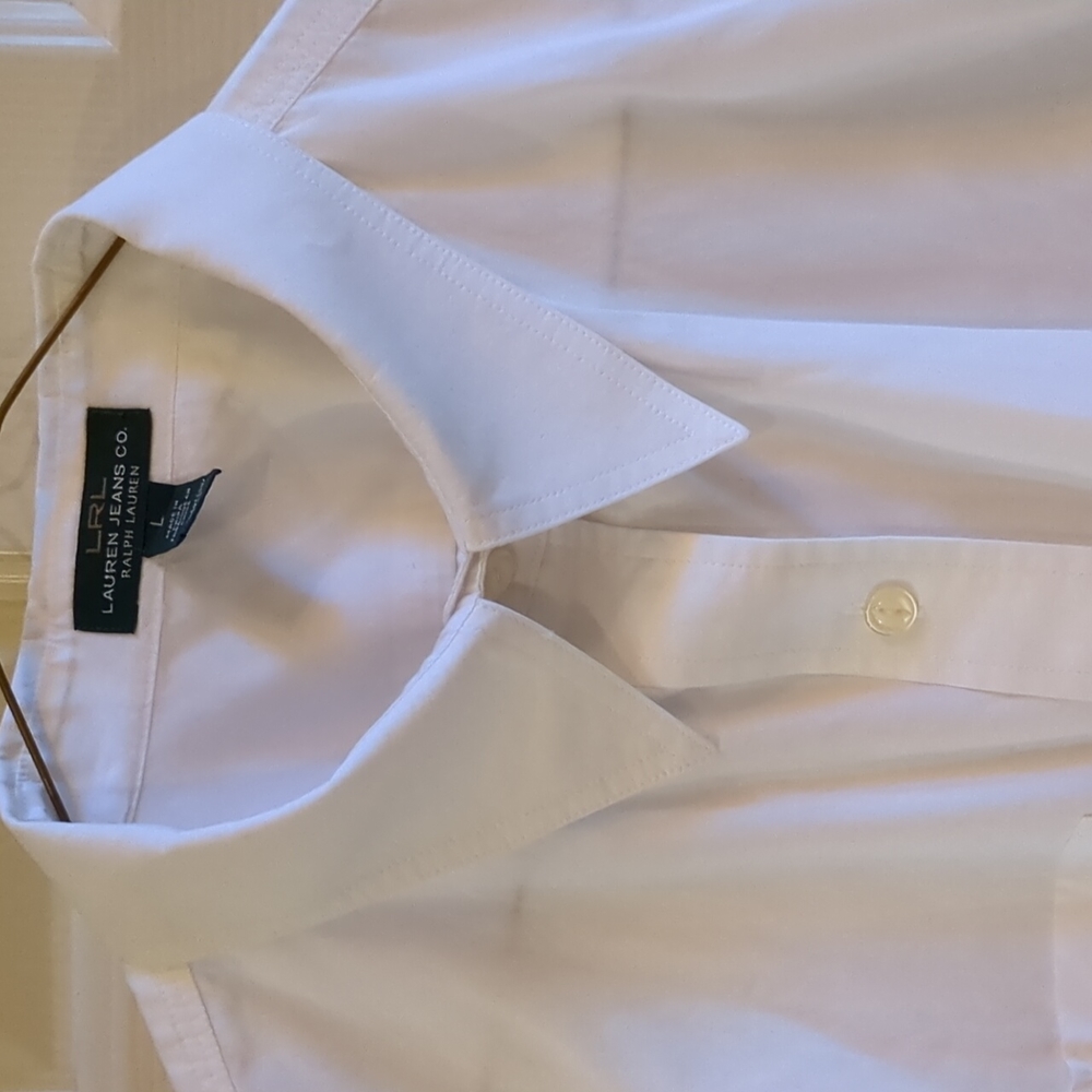 Women's white button up shirt, size large. No stains or other damage.